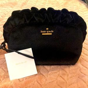 Kate Spade New York - Black Marcy Dawn Place Velvet Cosmetic Pouch!